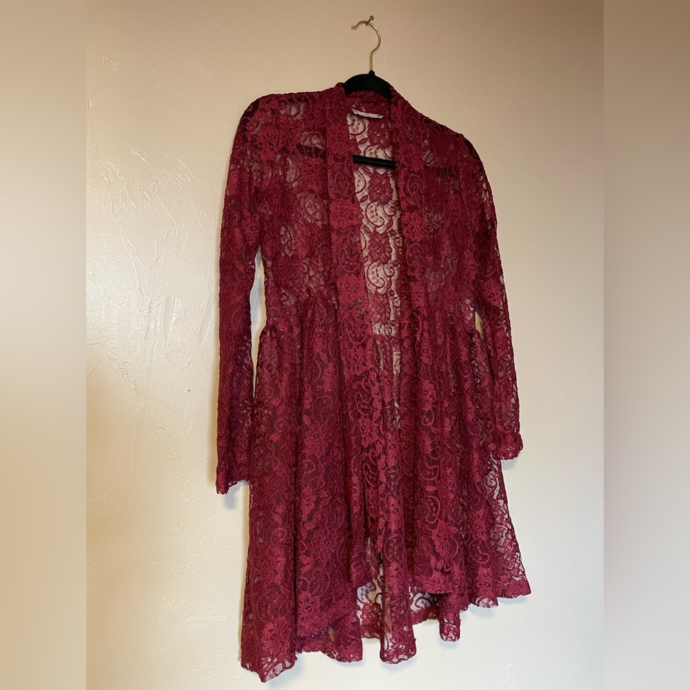 Pretty young thing Burgundy Lace Cardigan